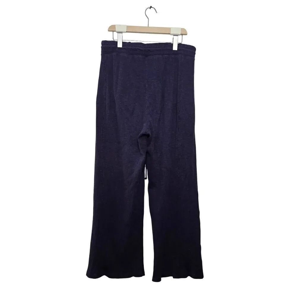 Daily Practice Pants Size Medium Ribbed Wide Leg Drawstring Navy - Picture 4 of 8